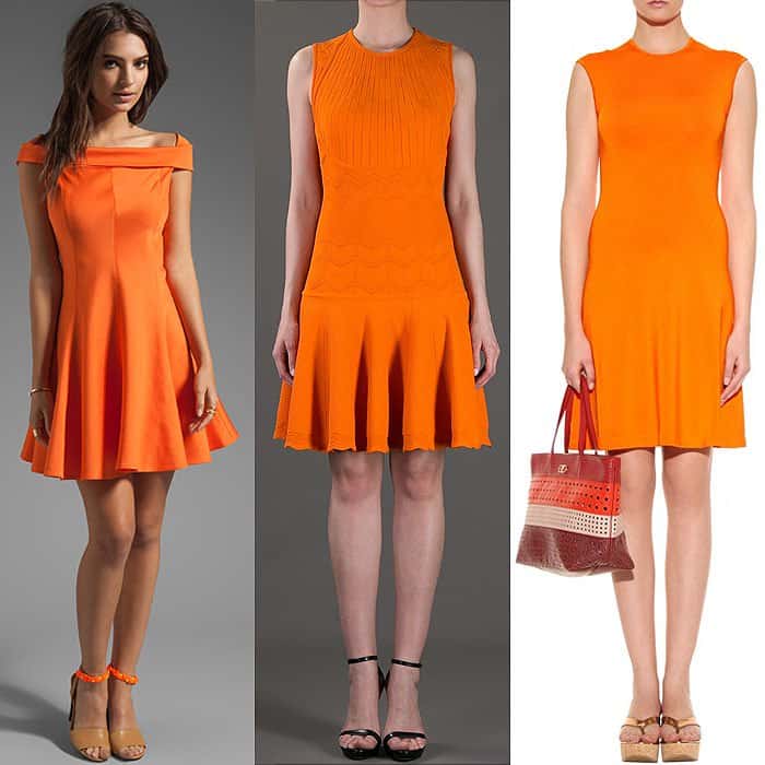 Lindsay Lohan in Orange Fit-and-Flare Knit Dress for Oprah Interview